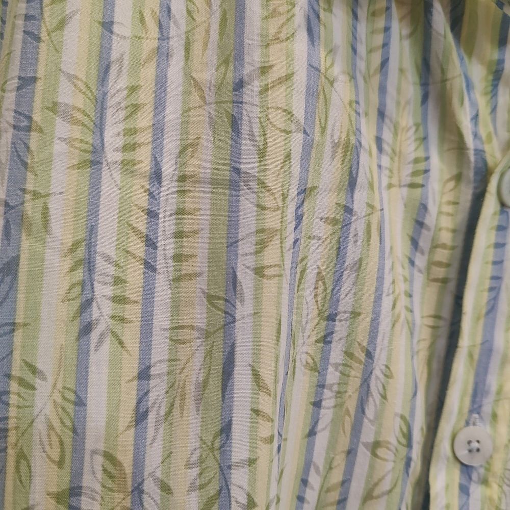 Luau Button Up Shirt Mens XL Striped Leaves Hawaiian Cruise Travel Lightweight - Picture 2 of 12